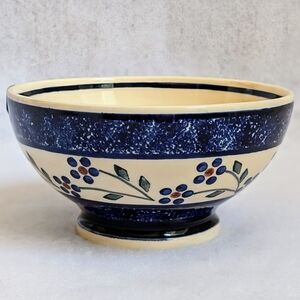 Polish Pottery Bowl with Floral Design